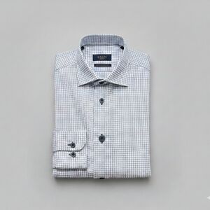 15 3/4 Eton Contemporary Dress Shirt Gangrestor 1928 Grid White 100% Cotton